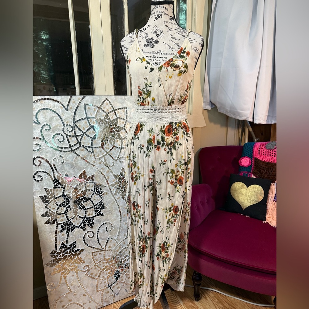 Cream Floral Romper